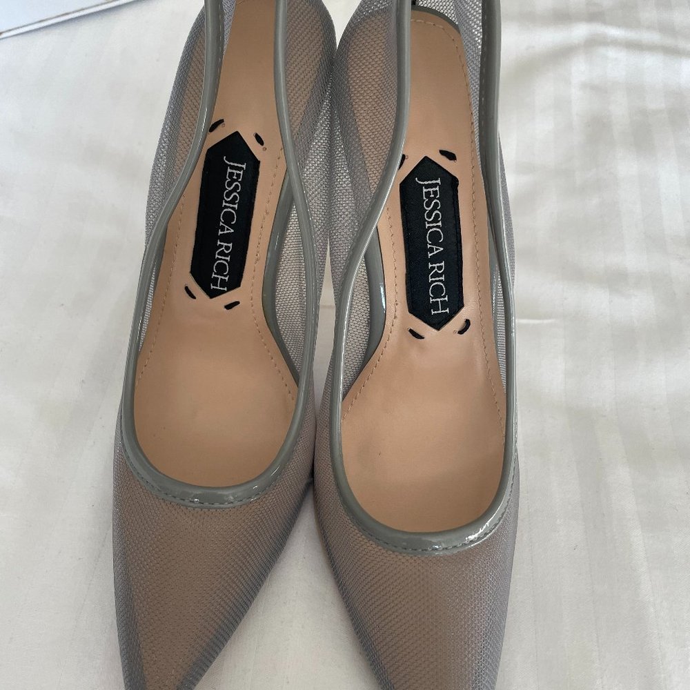 Jessica Rich Silver Mesh Pointed Toe Pumps